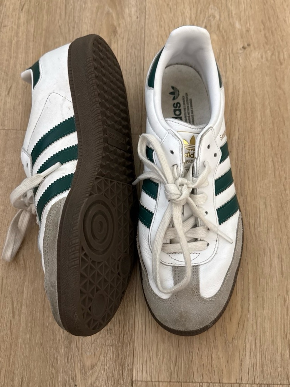 Adidas White & Green Leather Sneakers 8